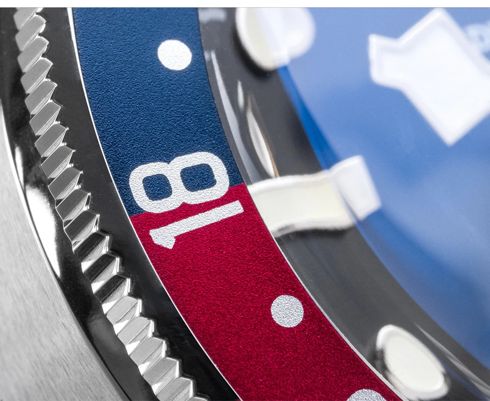 Montre de plongée pour homme ADDIESDIVE GMT515-24H – Étanchéité 200 m, verre bombé, revêtement luminescent BGW9, boîtier en acier inoxydable, affichage analogique