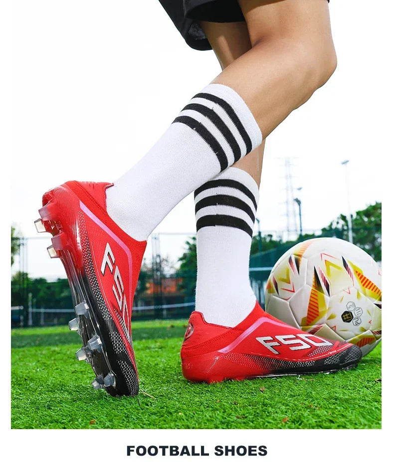 New Men Soccer Shoes Grass Cleats High-quality Match Outdoor Football Boots Non-Slip Boys Sneakers Hot-selling High-top Light