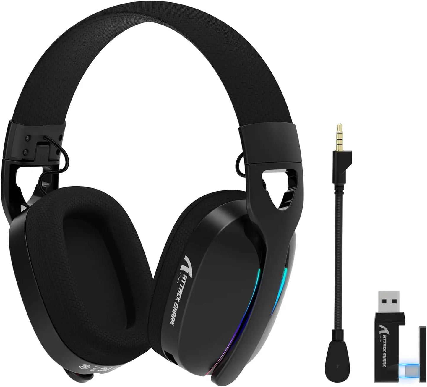MAMBASNAKE x ATTACK SHARK L90 RGB kabelloses Gaming-Headset – Tri-Mode Bluetooth 2.4G kabellos & kabelgebunden, faltbare Gaming-Kopfhörer mit abnehmbarem Mikrofon