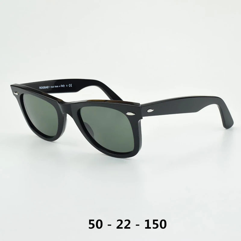 Klassiske solbriller med glaslinser Acetat-solbriller til mænd Y-2140 Design med dobbelt nitte Elegante firkantede UV-solbriller til kvinder