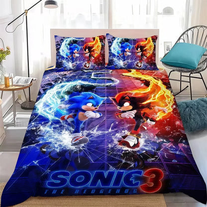 The Movie H-Hedgehog S-SonicES 3 Duvet Cover Set Soft Wash Cotton Bed 2/3pcs Summer Comfortable Student Dormitory Home Bedding