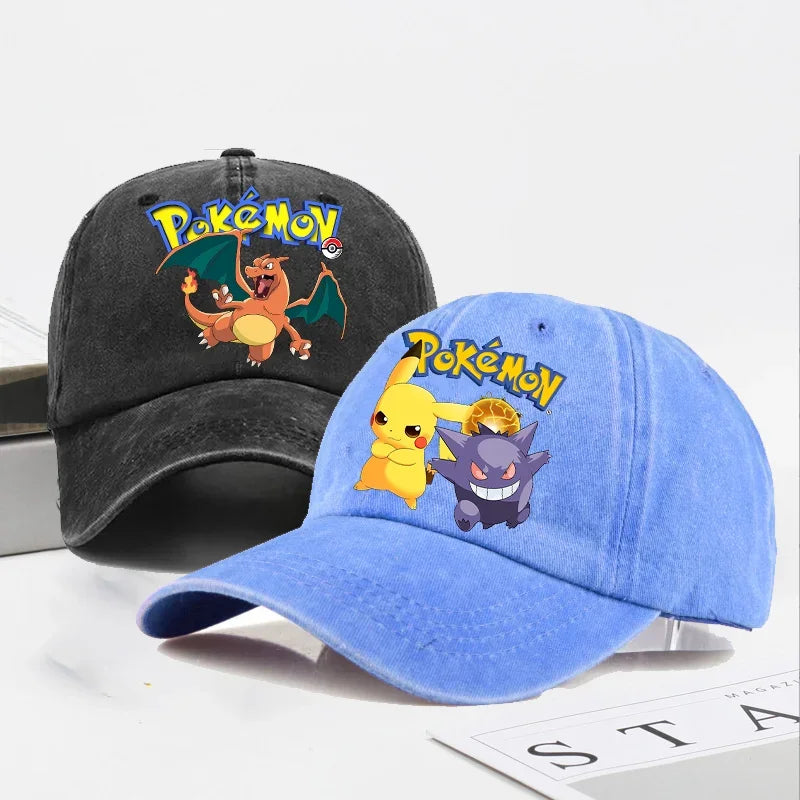Pokémon-baseballkasketter, Pikachu, kawaii, anime-figurer, solhatte, sommer, udendørs, forældre og børn, solhat, trendy kasket med andetunge, gave