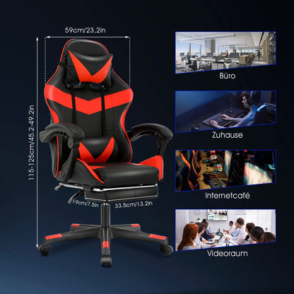 Ergonomic Gaming Chair Racing Chef Armchair Height Adjustable Office Chair Computer Chair with Armrests Headrests Up to 150KG