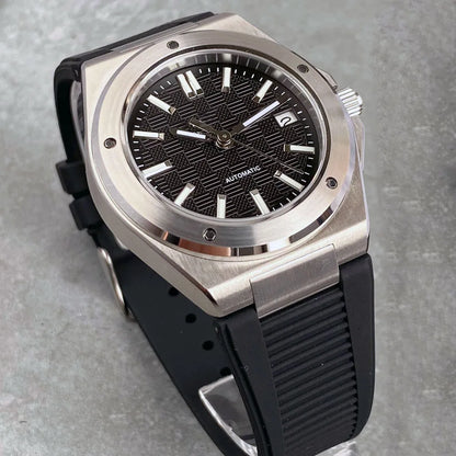 Relógio Mecânico Masculino Tandorio New Black Luxury Business Engineer Style com Vidro de Safira, 100m à Prova de Água, NH35A Automático