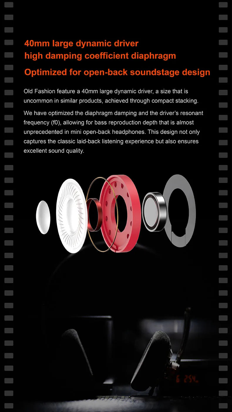 MOONDROP OLD FASHIONED On-Ear Headphone 40mm large dynamic driver 0.78-2pin 3.5mm Plug