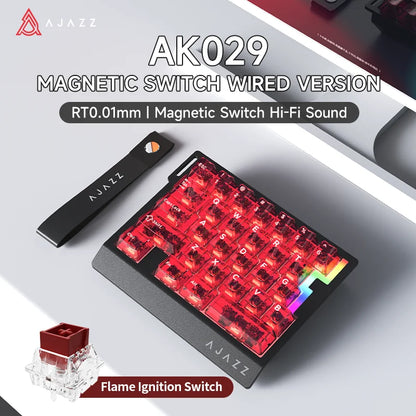 AJAZZ AK029 Wired One-Handed Gaming Keyboard with HE Magnetic Switch, 8000Hz RGB Mini Mechanical Keyboard, 29 Keys for PC Gaming