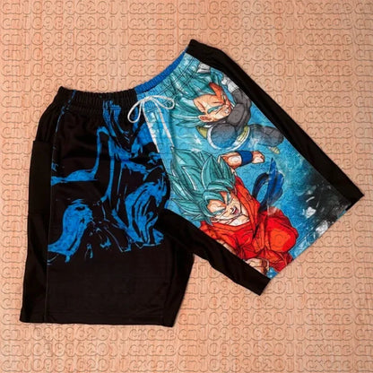 2026 Summer Dragon Ball Goku Manga Print Shorts, Breathable Quick Dry, Retro American Style Loose Sports Shorts for Men Women