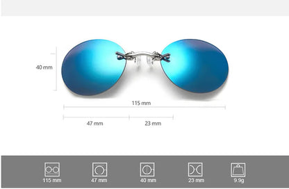 New Round Rimless Sunglasses Men Matrix Morpheus Men's Classic Clamp Nose Glasses  Mini Frameless Brand Design Glasses UV400