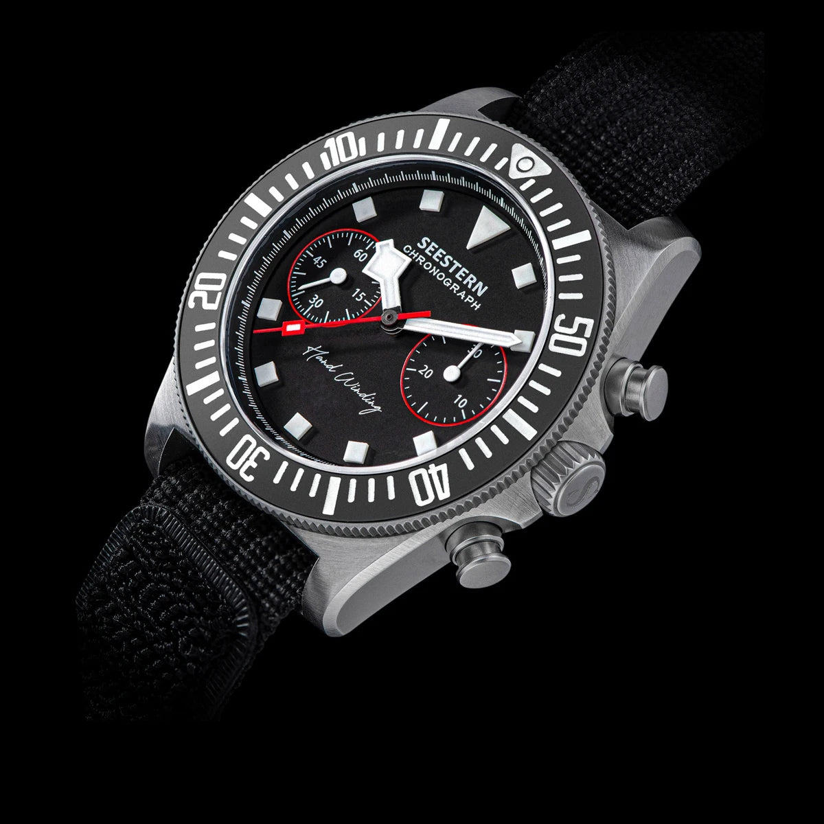SEESTERN cronógrafo para hombre, reloj mecánico con movimiento Tianjin ST1901, cristal de zafiro, correa de nailon con velcro, esqueleto luminoso