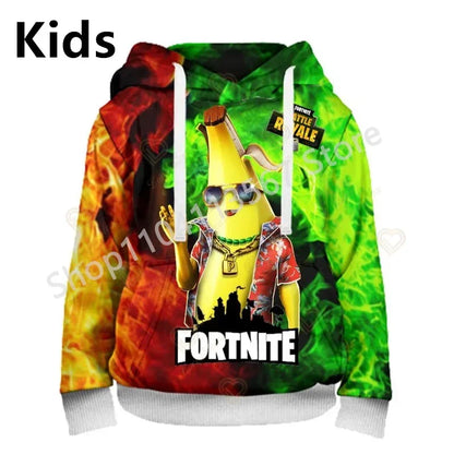 Sudaderas con capucha Llama Battle Royale F-Fortnited con estampado 3D para hombre, mujer y niños, sudaderas para niño y niña, pulóver streetwear verde
