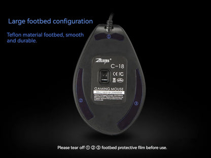 Mouse verticale ZELOTES C-18, mouse ottico RGB a 11 tasti con joystick, mouse gaming laser programmabile per PC e gamer