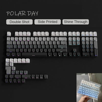 Nuevas teclas para teclado mecánico gaming 60/64/84/98/108 con interruptores MX, 135 teclas OEM PBT con grabado lateral y color degradado rojo y negro