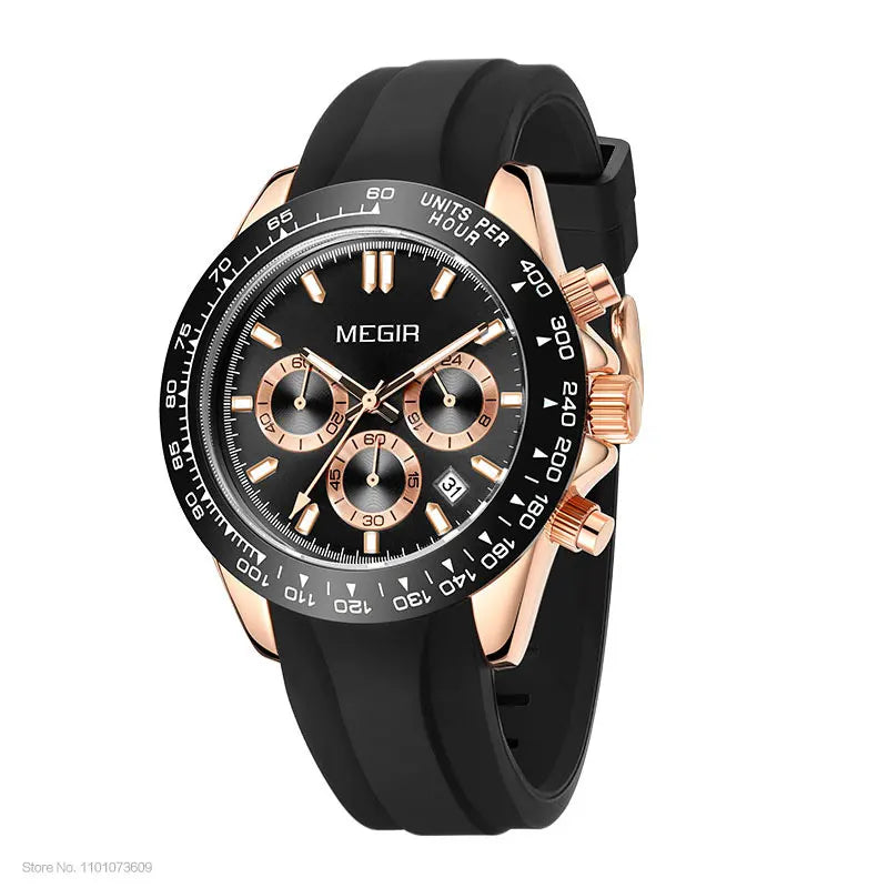 Montre homme MEGIR, marque de luxe, montre de sport à quartz, bracelet en acier inoxydable, étanche, chronographe, montre-bracelet