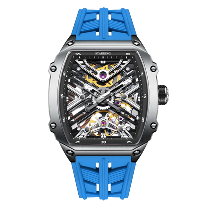 STARKING Men's Waterproof Sports Mechanical Watches Wear-resistant Silicone Strap Automatic Watch Luminous Tonneau Luxury Watch