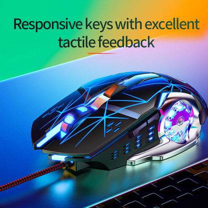 USB-Gaming-Maus mit Kabel, 6 Tasten, Hintergrundbeleuchtung, ergonomische Maus, einstellbare DPI, optische Maus für PC-Gamer, Computer und Desktop
