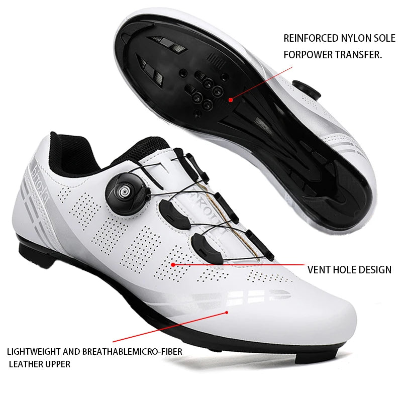 Men Cycling Shoes Road Bikes Women Racing Competition Self-Locking Speed Cycling Sports Shoes Women Spd Cleats Cycling Shoes