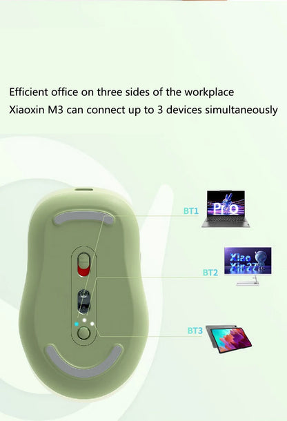 Lenovo Xiaoxin M3 Bluetooth Wireless Mouse, Rechargeable Silent Office Mouse with Triple Bluetooth Connectivity, Adjustable DPI, Twilight Gray