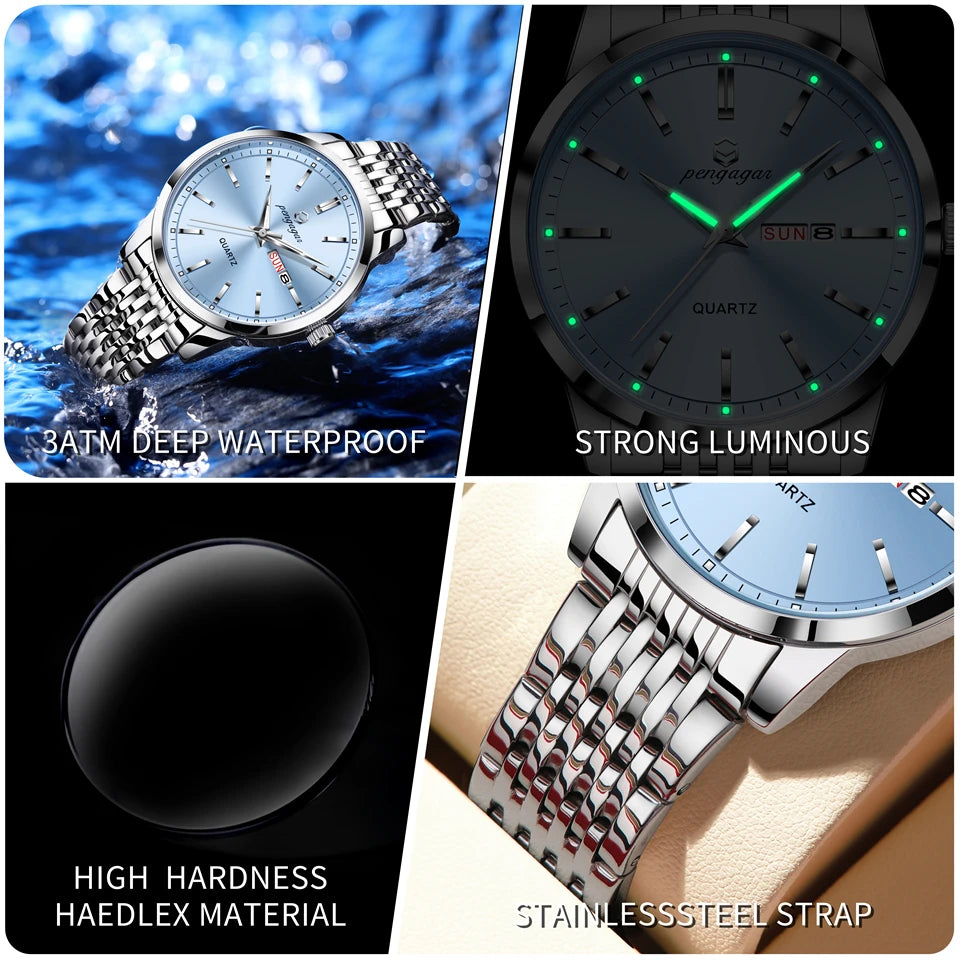 2025 New Top Brand Luxury Man Wristwatch Waterproof Luminous Date Men Watches Stainless Steel Quartz 43mm Men's Watch Male reloj