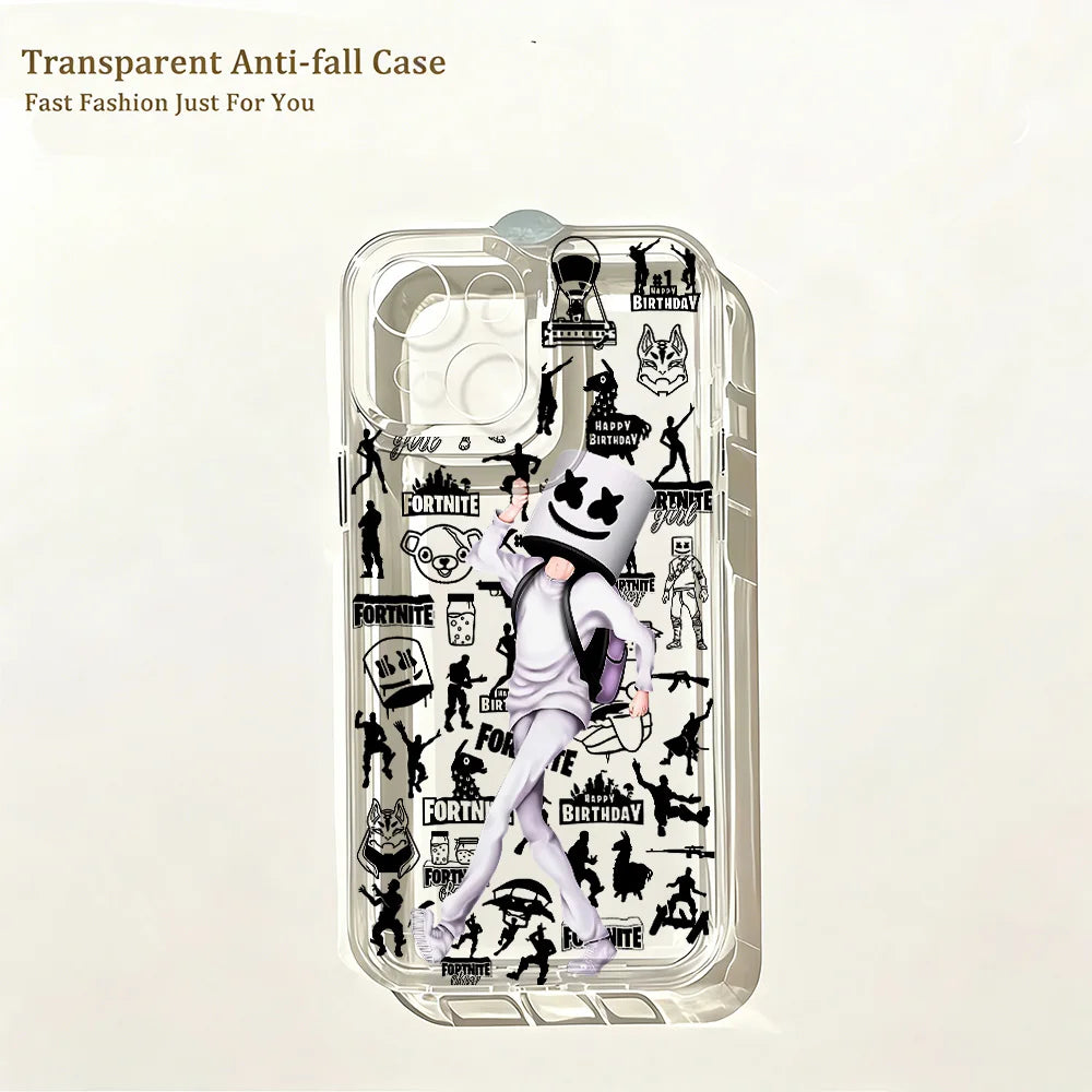 Capa de Telemóvel Hot Game F-Fortnites para iPhone 17e 17 16 16e 15 14 13 12 11 Mini Pro Max X XR XSMax 7 8 Air Plus com Traseira Transparente