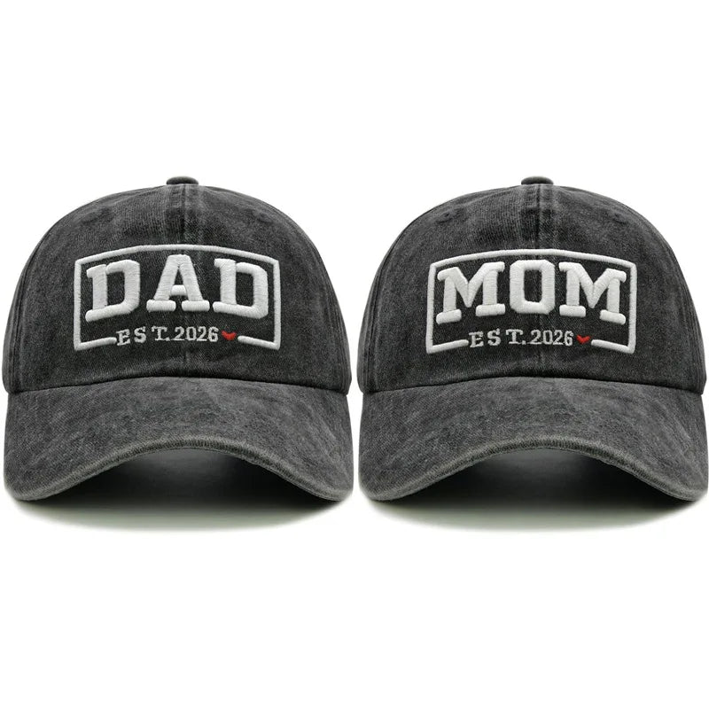2pcs Retro Washed DAD MOM embroidery Embroidered Baseball Hat for women,Outdoor Sport Adjustable Sunshade breathable driver caps