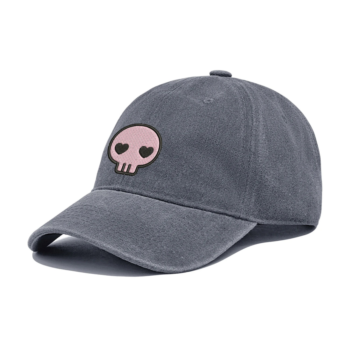 Retro-Baseballkappe im Washed-Distressed-Look mit Totenkopf-Stickerei, Dad-Hat für Damen und Herren, lässige, verstellbare Outdoor-Sonnenkappe 260617