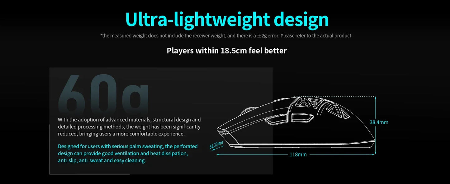 RAWM SL01C Wireless Lightweight Gaming Bluetooth Mouse Tri-Mode E-sports Gamer Mini Hollow PAW3311 PC Laptop Office Accessories