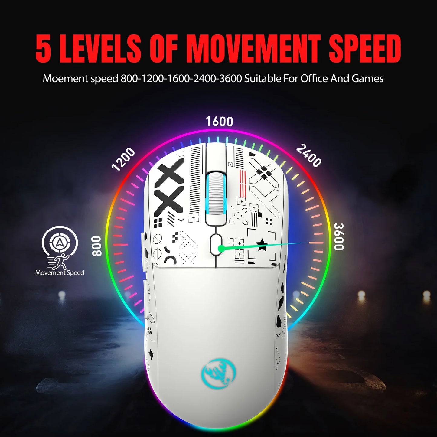 Ratón gaming Bluetooth recargable de 3 modos 2.4G USB inalámbrico con retroiluminación RGB para iPad, tablet, portátil y ordenador