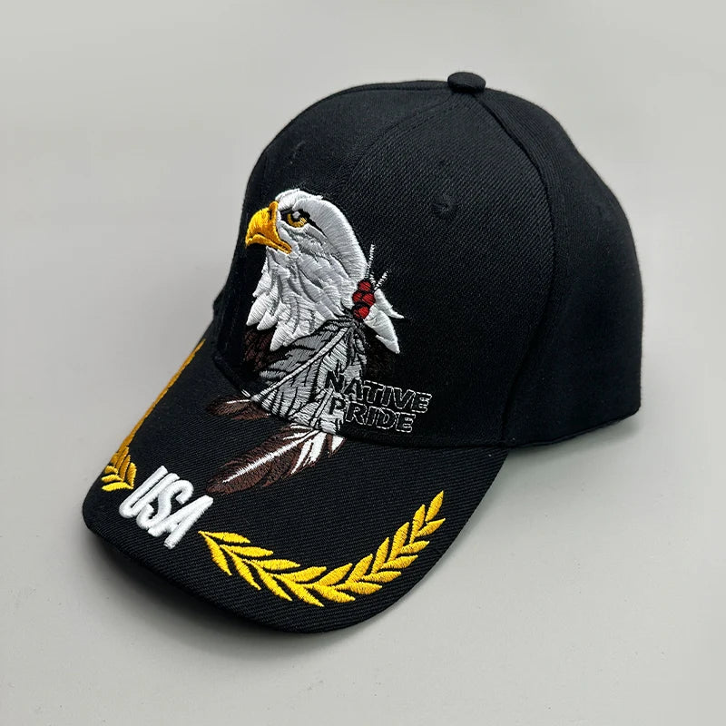 Hvedeaks Ørn Broderi Baseballkasketter Nye Herre Dame Mode Åndbar Solskærm Snapback Hardtop-kasketter Alsidige Street-ins