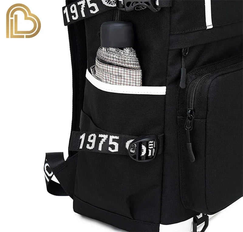 Red Jade F-Fortnited Battle Royale Backpack with USB Charging Anime Figures Study Stationery Compartment for Students Mochila
