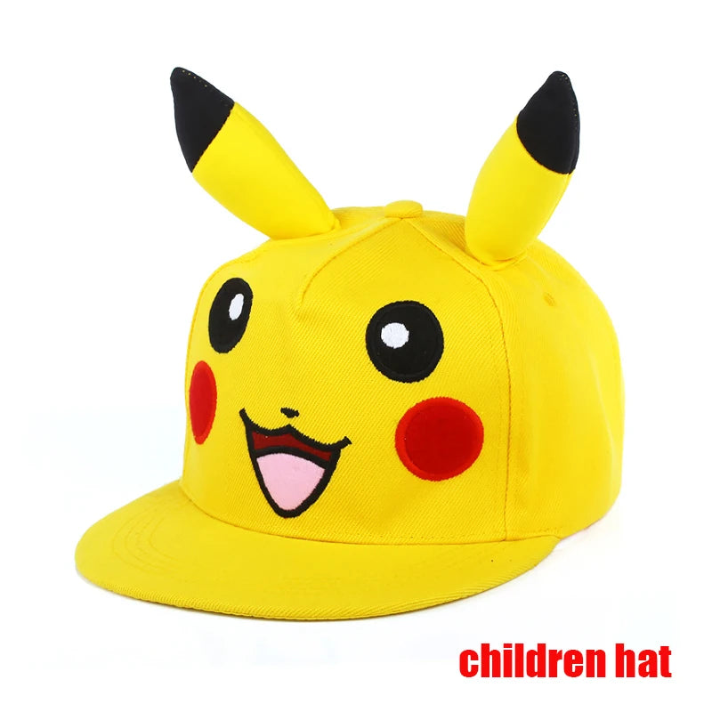 Pokémon-baseballkasket, Pikachu-hat, Pokémon-cosplay-hiphop-kasket til piger, drenge, børn, anime-figurer, legetøj, gave, tegneseriehat