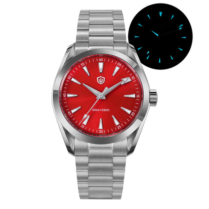 „Watchdives“ laikrodis WD0006, mechanizmas VH31 su sklandžiai veikiančia sekundės rodykle, išgaubtas safyro stiklas, švytinti danga BGW9, atsparus vandeniui iki 10 barų, 38 mm, klasikinis stilius