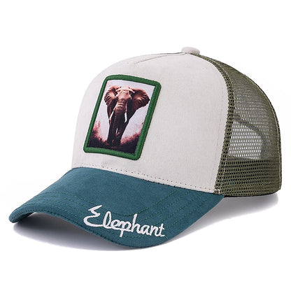 Gorra de malla unisex con parche con diseño de león, de ante, para mujer y hombre, gorra de béisbol de verano con motivos animales, gorra de camionero de moda