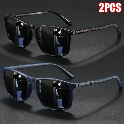 2pcs Luxury Square Vintage Polarized Cycling Sunglasses UV400 Men Women Fashion Eyewear Travel Driving Fishing Sun Glasses