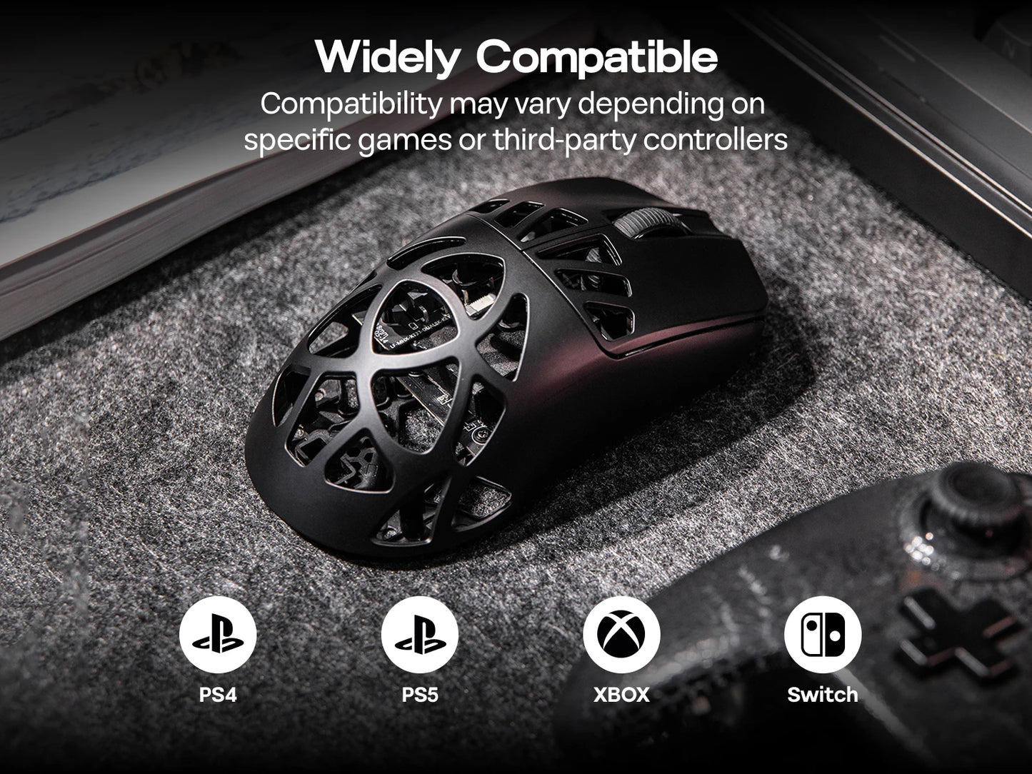 EPOMAKER Carbon X Wired/2.4G/BT Wireless Gaming Mouse 400 to 30,000 DPI Adjustable with PAW3950 Sensor for PC/Mac/Linux