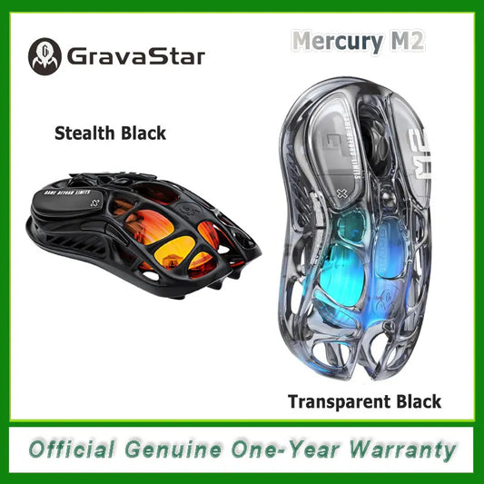 GravaStar Mercury M2 trådlös gamingmus med 26,000 DPI, PAW3395DM-sensor - 79g lättviktig håldesign - 5 programmerbara