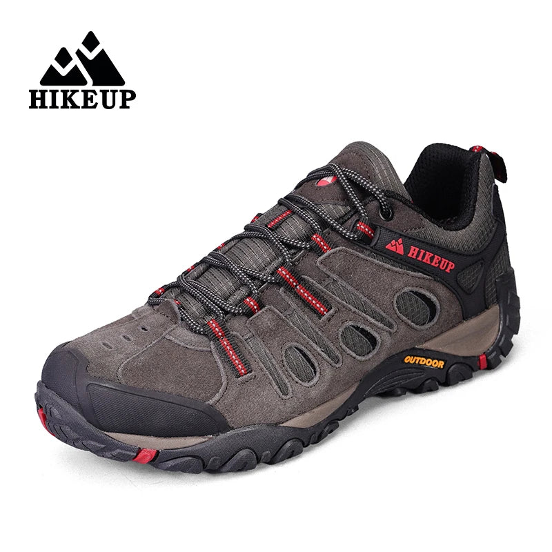 HIKEUP Vandringsskor för män, vinterklättring, trekking, sneakers för män, läder, andningsbara, utomhus, halkskyddade, sport- och arbetsskor för män