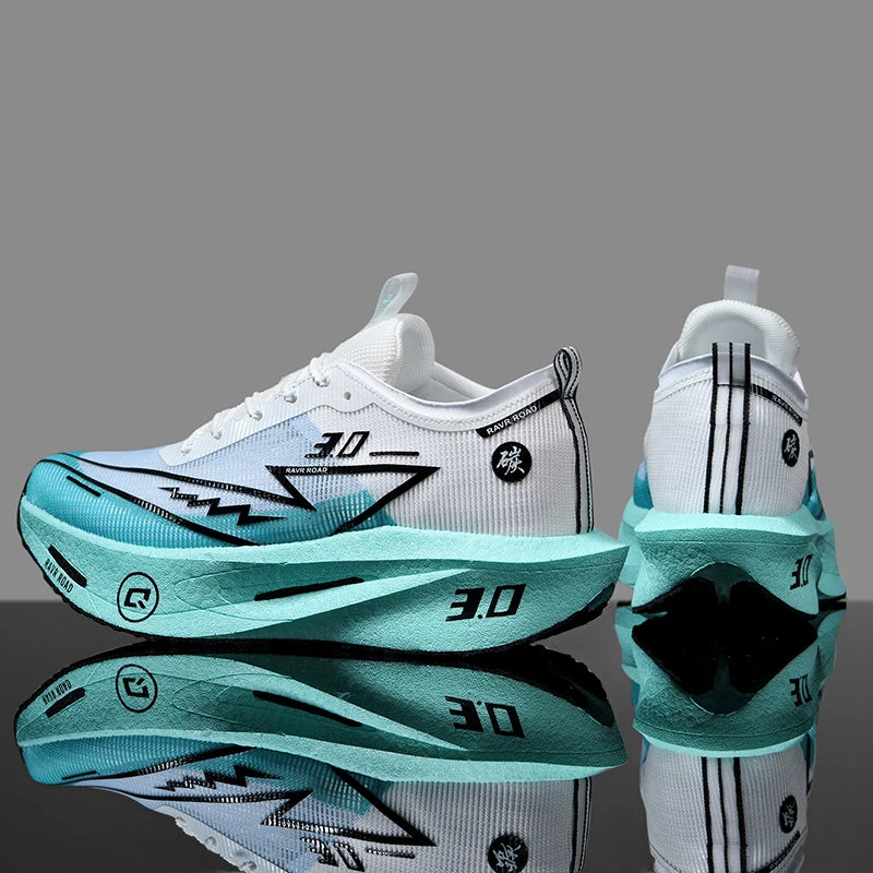 Men's Carbon Board Sneakers Anti-Slip Cushioned Comfortable Racing Training Running Shoes Mesh Tennis Shoes Casual for Women