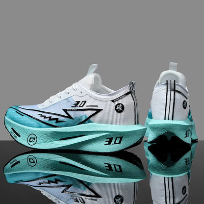 Men's Carbon Board Sneakers Anti-Slip Cushioned Comfortable Racing Training Running Shoes Mesh Tennis Shoes Casual for Women
