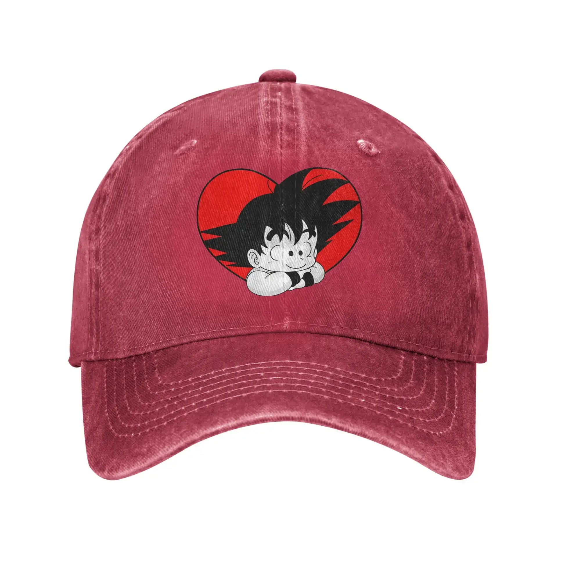 Dragon Ball DBZ Goku Baseball Caps Distressed Cotton Red Heart Headwear Unisex Style Outdoor All Seasons Travel Gift Hats Cap, Fraquane SAS