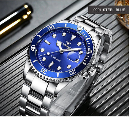Mechanické náramkové hodinky BINBOND pre mužov, luxusné, svietiace, vodotesné, automatické, s tourbillonom, skeletové