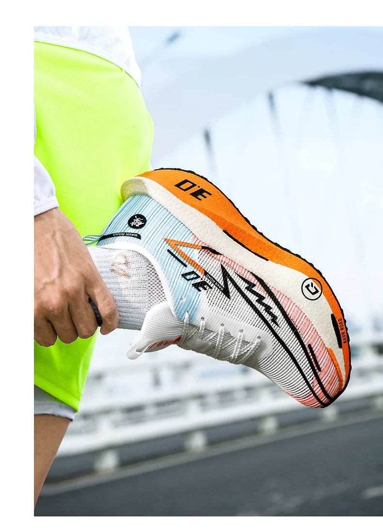 Men's Carbon Board Sneakers Anti-Slip Cushioned Comfortable Racing Training Running Shoes Mesh Tennis Shoes Casual for Women