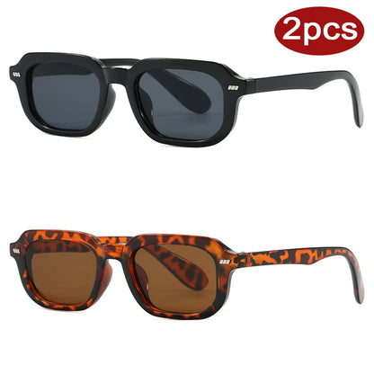 2pcs Fashion Small Square Women Luxury Brand Sunglasses Retro Designer Men Trending Multi Color Sun Glasses Shades UV400