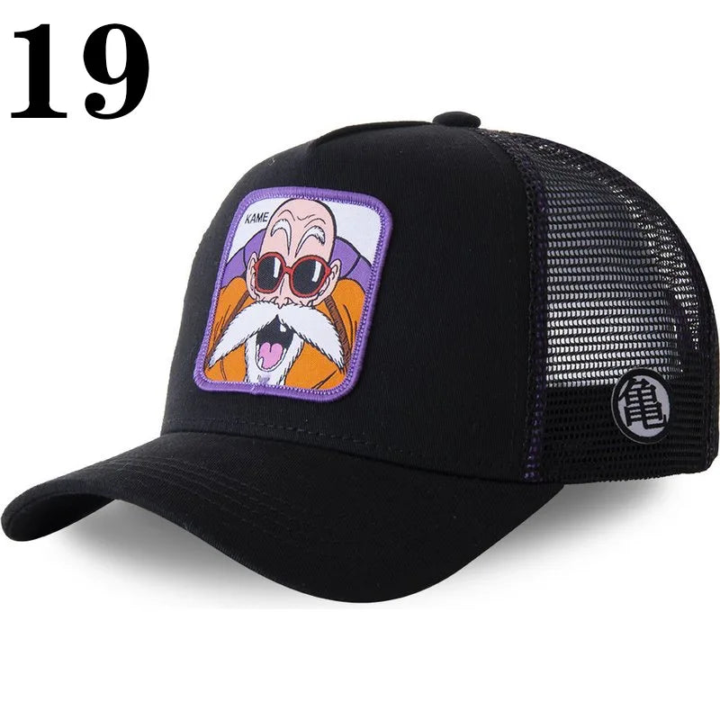 Dragon Ball DRAGONBALL síťovaná čepice, kreslená síťovaná čepice, pánská a dámská baseballová čepice, módní čepice s nášivkou, trucker čepice