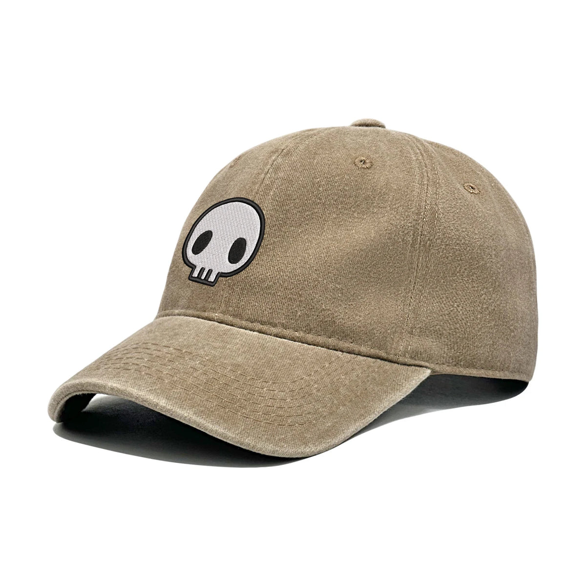 Retro-Baseballkappe im Washed-Distressed-Look mit Totenkopf-Stickerei, Dad-Hat für Damen und Herren, lässige, verstellbare Outdoor-Sonnenkappe 260617