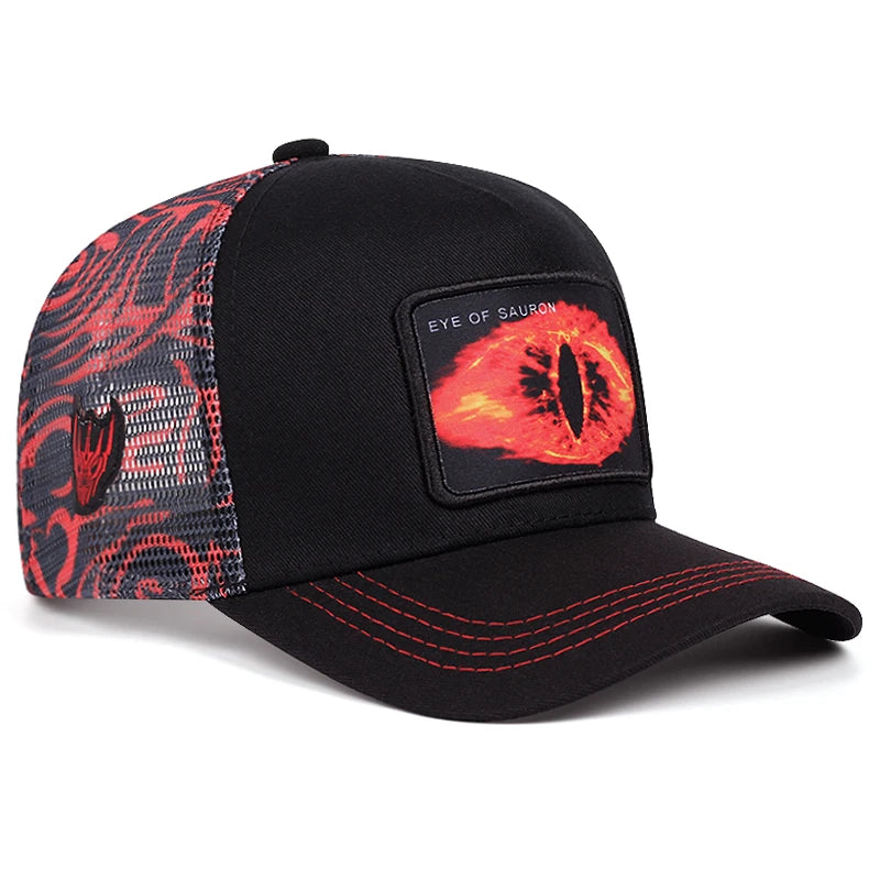 Sauronin silmä -graffitibaseball-lippis, hiphop-verkkolippis, trucker-lippis