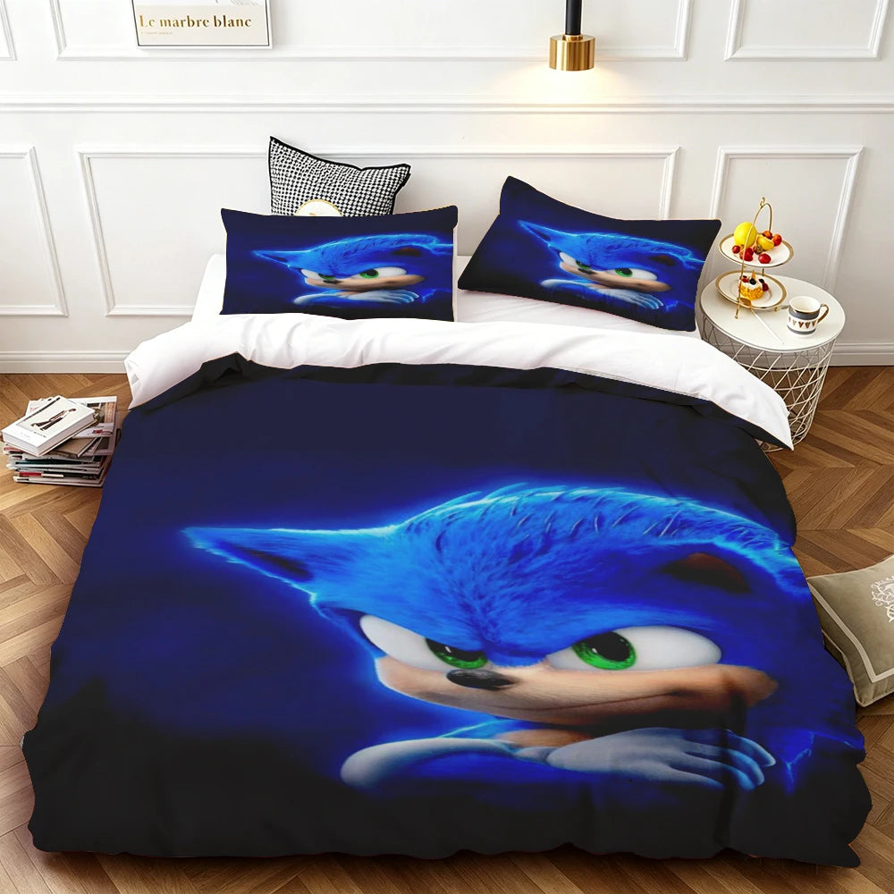 Sonic Duvet Cover for Kids Cool Bedding Set, Duvet Cover for Bedroom Decor Soft and ComfortableTwin, Double, Queen, and King