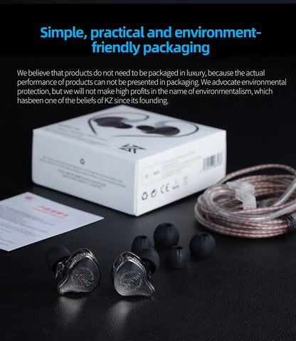 KZ EDC Pro Wire Earphone Large Dynamic Drivers Monitor Bass In-ear Headphone Cancelling Headset with Detachable Audio Cable