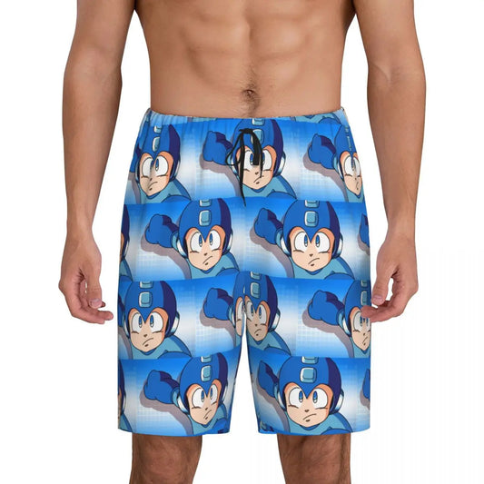 Custom Megaman Video Game Mega Man Short Pajama Pants Men Sleepwear Sleep Lounge Bottom Shorts Sleeping Pants
