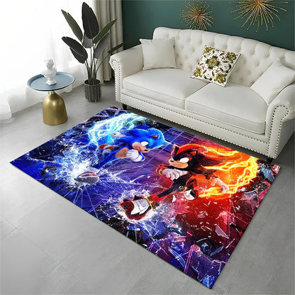Classic Game S-Sonic Cartoon Non-Slip Area Rug for Living Room,Bedroom,Playroom,Soft Carpet Floor Mat Home Decor Rug Kids Room