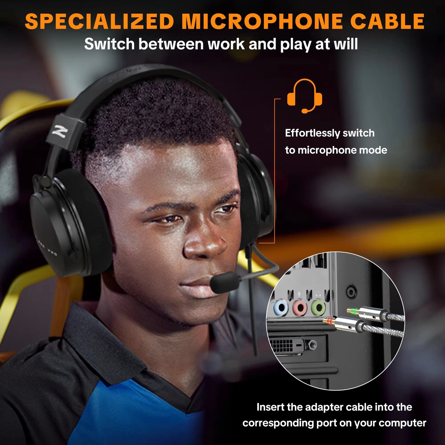 Auriculares con cable circumaurales Talomen TOP W550X con transductores de 50mm, graves profundos, cable desmontable y micrófono integrado – Headset para gaming, DJ, estudio y oficina